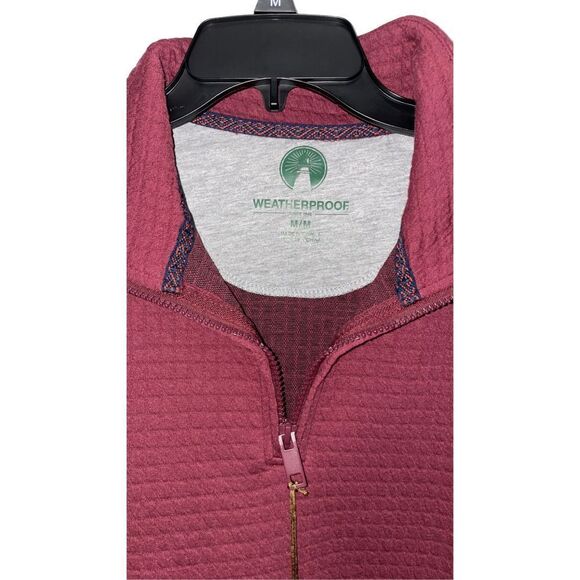 Weatherproof Light Fleece Maroon/Red Quilted Quarter Zip Mens Size Medium NWT - Picture 3 of 3